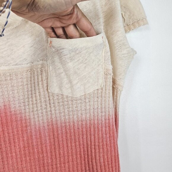 We The Free People Sun Dial Ombré T Shirt Size Small Coral Oversized Dip Dye Tee - Picture 4 of 15